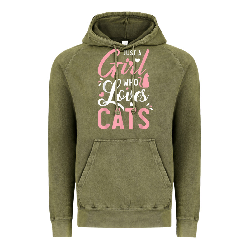 Just A Girl Who Loves Cats Cute Cat Lover Gifts Vintage Hoodie by longCreatives | Teevron