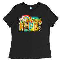 Black Choose happy Ladies Tee - NancyCooperArtShop