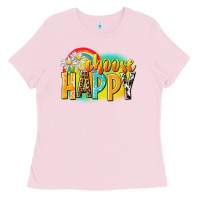 Bubblegum Pink Choose happy Ladies Tee - NancyCooperArtShop