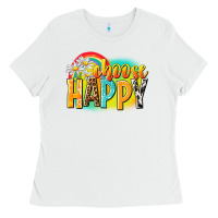 White Choose happy Ladies Tee - NancyCooperArtShop