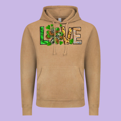 St. Patrick's Love Luck With Clover Vintage Hoodie Designed By Howdyjamesfarm
