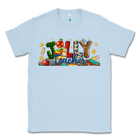 Dusty Blue Christmas Jolly Teacher Classic Tee - Artiststas