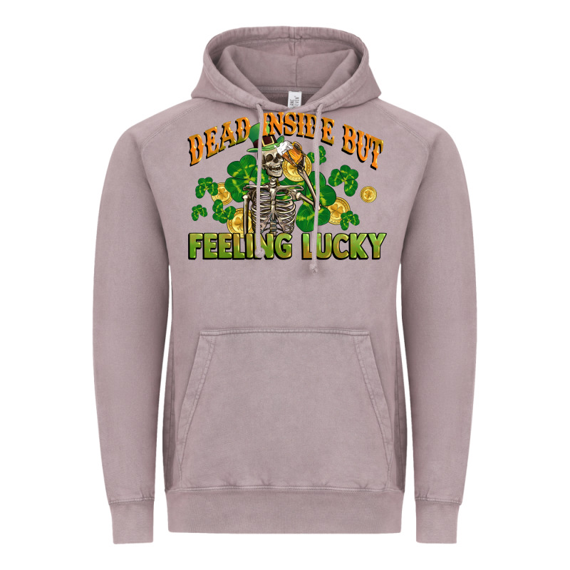Dead Inside But Feeling Lucky St. Patrick's Day Vintage Hoodie by CowGirlArtShop | Teevron