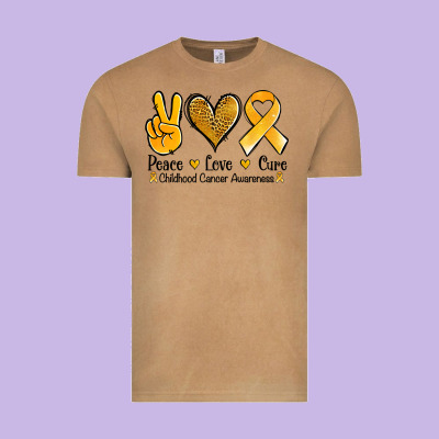 Peace Love Cure Childhood Cancer Vintage Tee Designed By Jasminsmagicworld