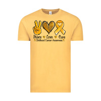 Vintage Mustard peace love cure childhood cancer Vintage Tee - Jasminsmagicworld