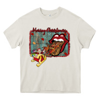 Cream Merry Christmas Lips Santa Heavy Core Tee - Bettercallsaul