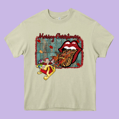 Merry Christmas Lips Santa Heavy Core Tee Designed By Bettercallsaul