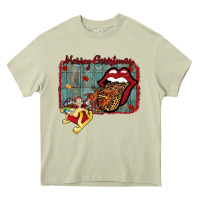 Mossy Merry Christmas Lips Santa Heavy Core Tee - Bettercallsaul