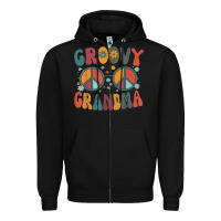 Groovy Grandma Retro 70s Peace Sign Design Grandmother Zipper Hoodie | Teevron