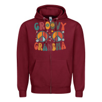 Burgundy groovy grandma retro 70s peace sign design grandmother Zipper Hoodie - longCreatives