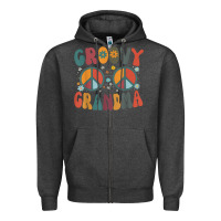 Charcoal Heather groovy grandma retro 70s peace sign design grandmother Zipper Hoodie - longCreatives