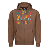 Chestnut groovy grandma retro 70s peace sign design grandmother Zipper Hoodie - longCreatives