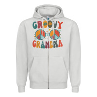 Dove Grey groovy grandma retro 70s peace sign design grandmother Zipper Hoodie - longCreatives