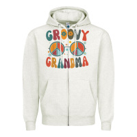 Oatmeal Heather groovy grandma retro 70s peace sign design grandmother Zipper Hoodie - longCreatives