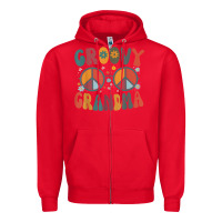 Red groovy grandma retro 70s peace sign design grandmother Zipper Hoodie - longCreatives