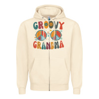 Sandshell groovy grandma retro 70s peace sign design grandmother Zipper Hoodie - longCreatives