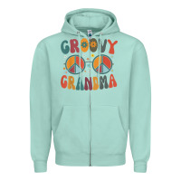 Seafoam groovy grandma retro 70s peace sign design grandmother Zipper Hoodie - longCreatives