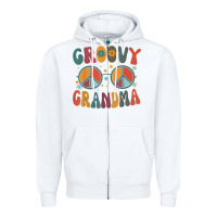 White groovy grandma retro 70s peace sign design grandmother Zipper Hoodie - longCreatives