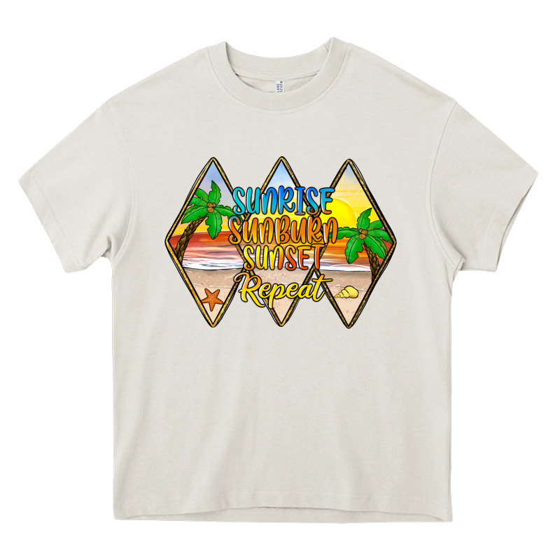 Sunrise Sunburn Sunset Repeat Heavy Core Tee by JahusDesignShop | Teevron