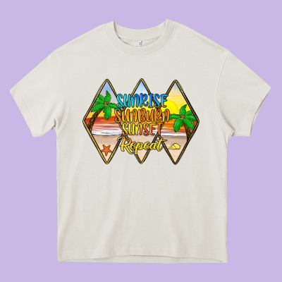 Sunrise Sunburn Sunset Repeat Heavy Core Tee Designed By Jahusdesignshop