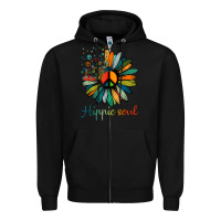 Black daisy peace sign hippie soul tshirt flower lovers gifts Zipper Hoodie - longCreatives