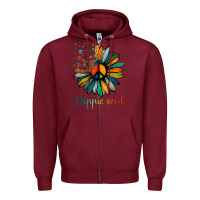 Burgundy daisy peace sign hippie soul tshirt flower lovers gifts Zipper Hoodie - longCreatives