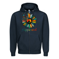 Navy daisy peace sign hippie soul tshirt flower lovers gifts Zipper Hoodie - longCreatives