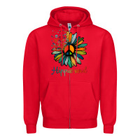 Red daisy peace sign hippie soul tshirt flower lovers gifts Zipper Hoodie - longCreatives