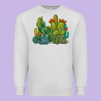 Watercolor Cactus Premium Sweatshirt Designed By Barkaloodesign