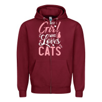 Burgundy just a girl who loves cats cute cat lover gifts Zipper Hoodie - longCreatives