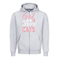 Heather Grey just a girl who loves cats cute cat lover gifts Zipper Hoodie - longCreatives