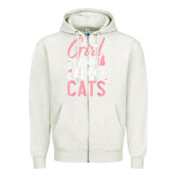 Oatmeal Heather just a girl who loves cats cute cat lover gifts Zipper Hoodie - longCreatives