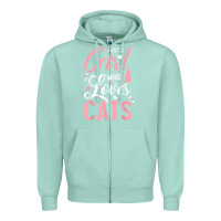 Seafoam just a girl who loves cats cute cat lover gifts Zipper Hoodie - longCreatives