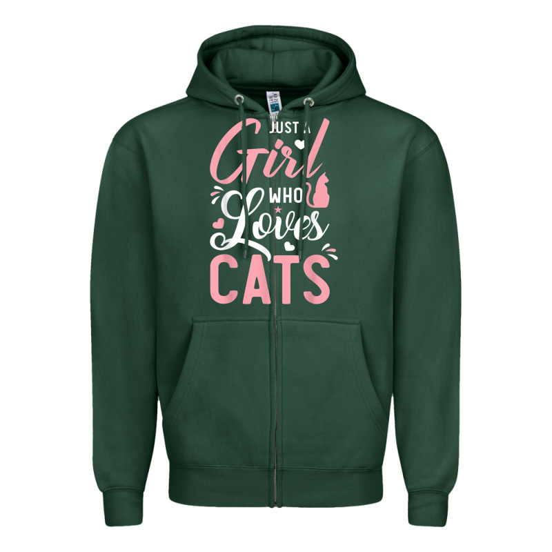 Just A Girl Who Loves Cats Cute Cat Lover Gifts Zipper Hoodie by longCreatives | Teevron