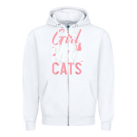 White just a girl who loves cats cute cat lover gifts Zipper Hoodie - longCreatives