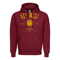 Burgundy key west florida vintage distressed style design souvenir Zipper Hoodie - longCreatives