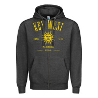 Charcoal Heather key west florida vintage distressed style design souvenir Zipper Hoodie - longCreatives