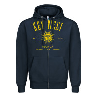 Navy key west florida vintage distressed style design souvenir Zipper Hoodie - longCreatives