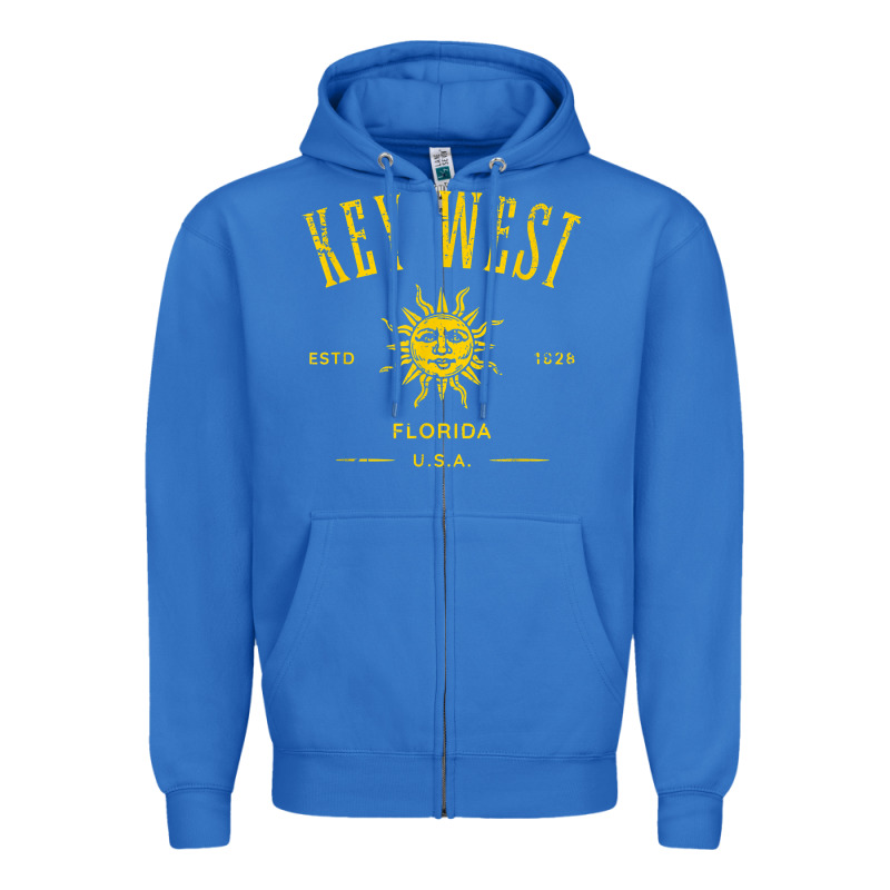 Key West Florida Vintage Distressed Style Design Souvenir Zipper Hoodie by longCreatives | Teevron
