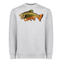 Heather Grey leaping brook trout Heavyweight Sweatshirt - LillyAllenDesigns