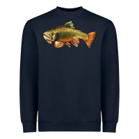 Navy leaping brook trout Heavyweight Sweatshirt - LillyAllenDesigns