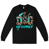 Black western dog groomer Long Sleeve Tee - OliviaCreatesArt