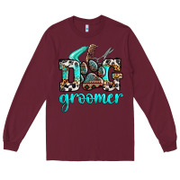 Burgundy western dog groomer Long Sleeve Tee - OliviaCreatesArt