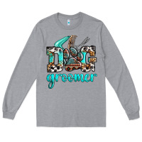 Heather Grey western dog groomer Long Sleeve Tee - OliviaCreatesArt