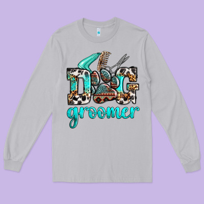 Western Dog Groomer Long Sleeve Tee Designed By Oliviacreatesart