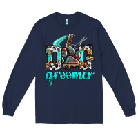 Navy western dog groomer Long Sleeve Tee - OliviaCreatesArt