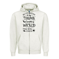 Oatmeal Heather something wicked this way comes witchcraft halloween 2021 t shirt Zipper Hoodie - longCreatives