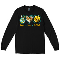 Black Peace Love Softball Long Sleeve Tee - Jasminsmagicworld