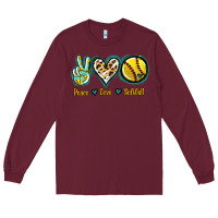 Burgundy Peace Love Softball Long Sleeve Tee - Jasminsmagicworld