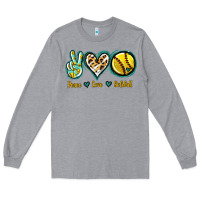 Heather Grey Peace Love Softball Long Sleeve Tee - Jasminsmagicworld